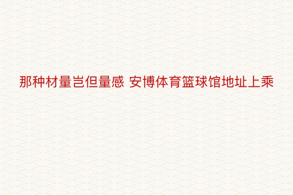 那种材量岂但量感 安博体育篮球馆地址上乘