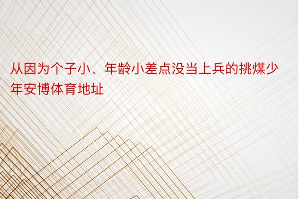 从因为个子小、年龄小差点没当上兵的挑煤少年安博体育地址